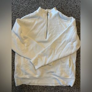 White Madewell half zip sweatshirt with pockets.